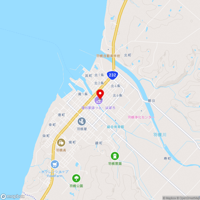 道の駅ほっと♡はぼろの地図（zoom13）北海道苫前郡羽幌町北3条1丁目