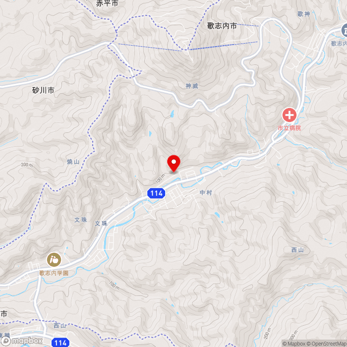 道の駅うたしないチロルの湯の地図（zoom13）北海道歌志内市字中村78-3