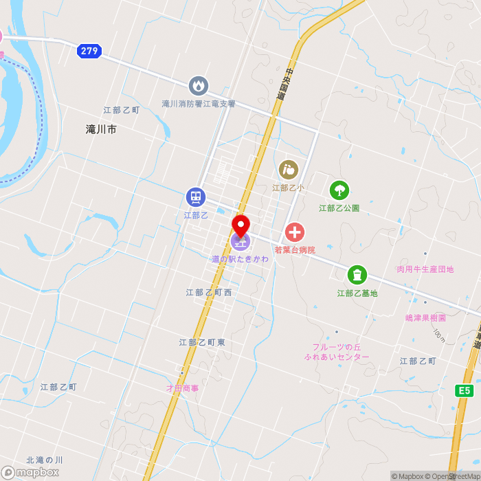 道の駅たきかわの地図（zoom13）北海道滝川市江部乙町東11-13