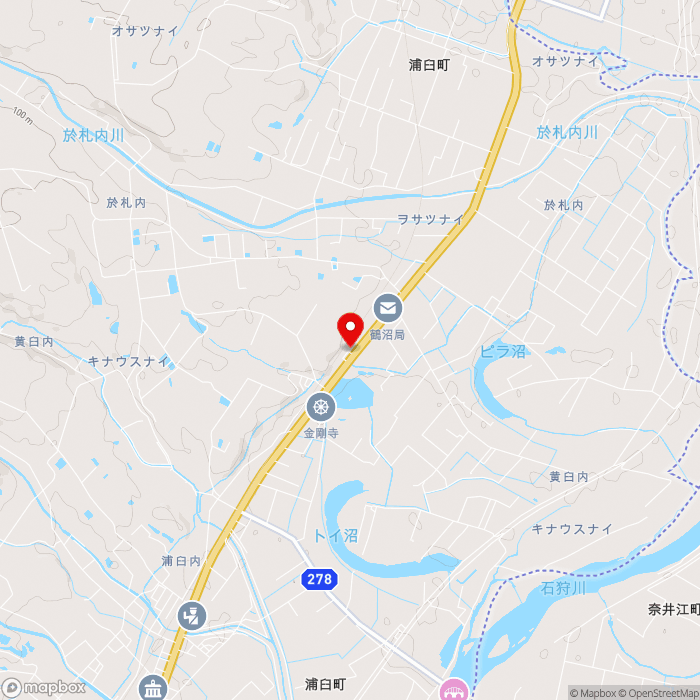 道の駅つるぬまの地図（zoom13）北海道樺戸郡浦臼町字キナウスナイ186-90