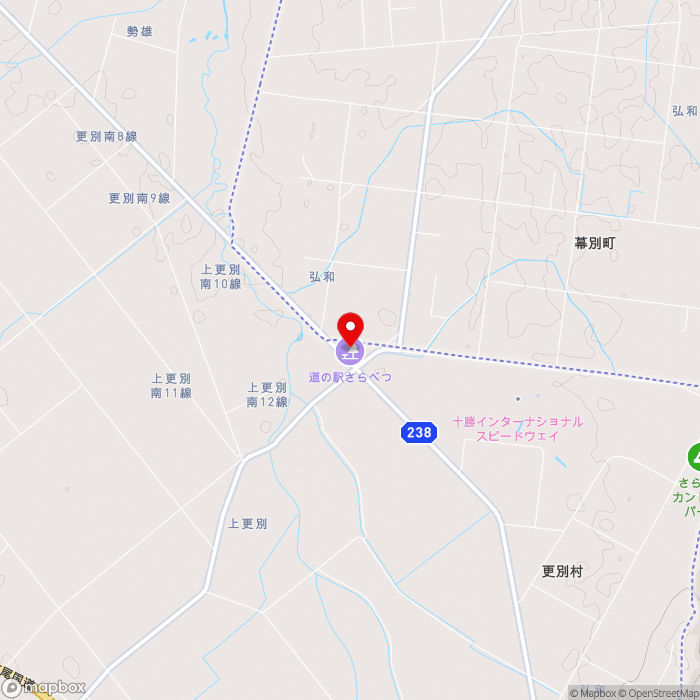 道の駅さらべつの地図（zoom13）北海道河西郡更別村字弘和464-1