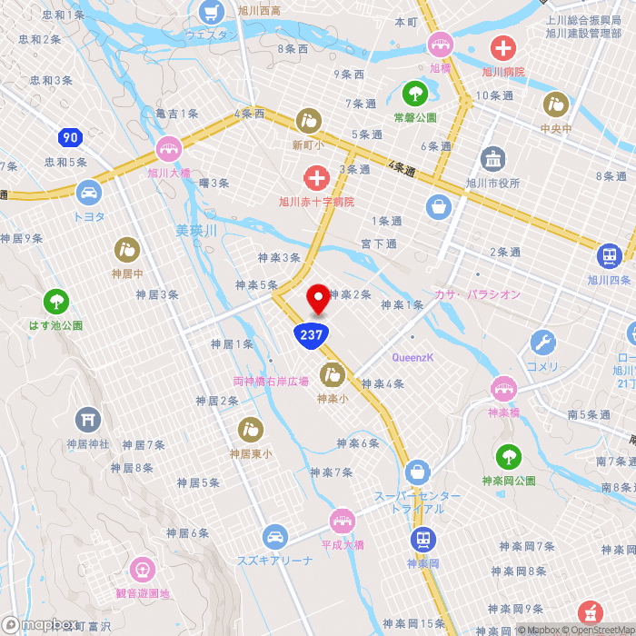 道の駅あさひかわの地図（zoom13）北海道旭川市神楽4条6-1-12