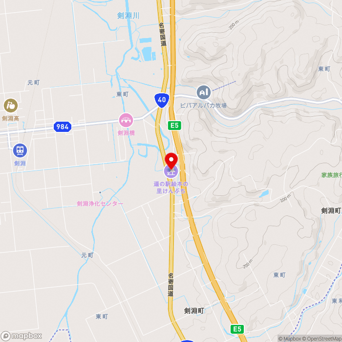 道の駅絵本の里けんぶちの地図（zoom13）北海道上川郡剣淵町東町2420