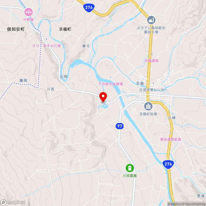 道の駅名水の郷きょうごくの地図（zoom13）北海道虻田郡京極町川西45-1