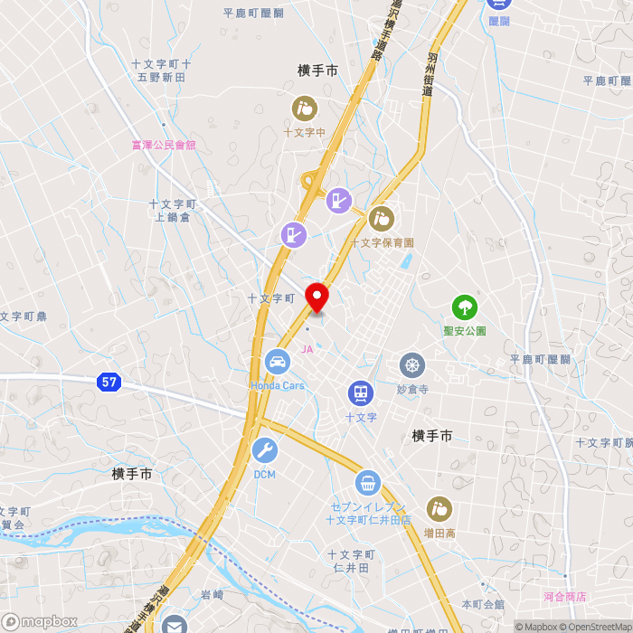 道の駅十文字の地図（zoom13）秋田県横手市十文字町海道下21-4