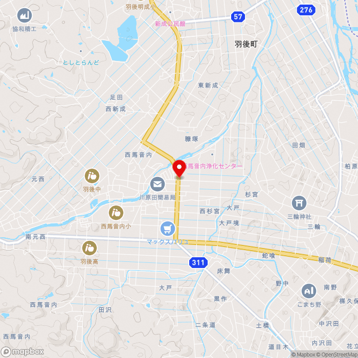 道の駅うごの地図（zoom13）秋田県雄勝郡羽後町西馬音内中野200