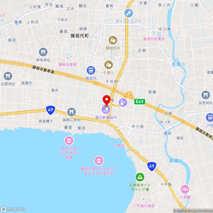 道の駅猪苗代の地図（zoom13）福島県耶麻郡猪苗代町堅田五百苅1