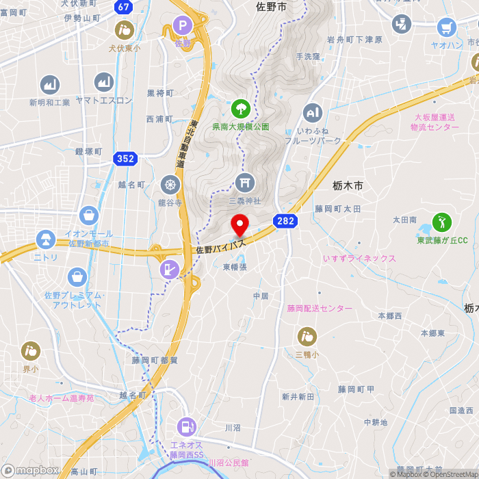 道の駅みかもの地図（zoom13）栃木県栃木市藤岡町大田和678