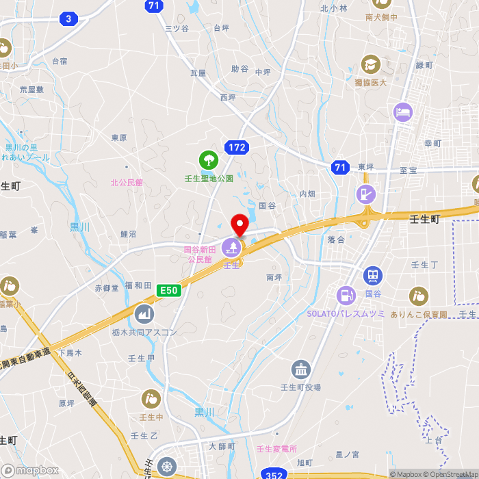 道の駅みぶの地図（zoom13）栃木県下都賀郡壬生町大字国谷1870-2