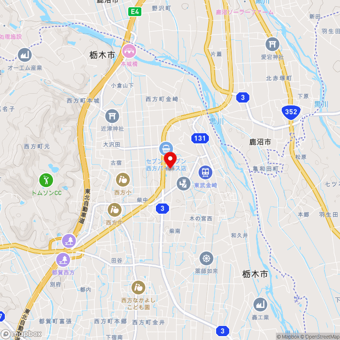 道の駅にしかたの地図（zoom13）栃木県栃木市西方町元369-1