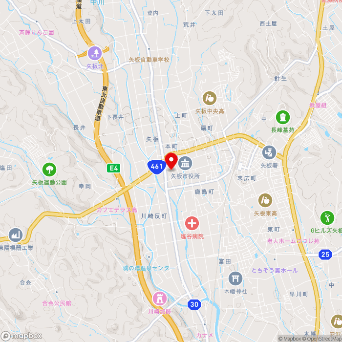 道の駅やいたの地図（zoom13）栃木県矢板市矢板114番地1