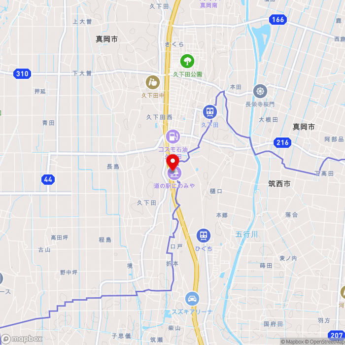道の駅にのみやの地図（zoom13）栃木県真岡市久下田2204−1