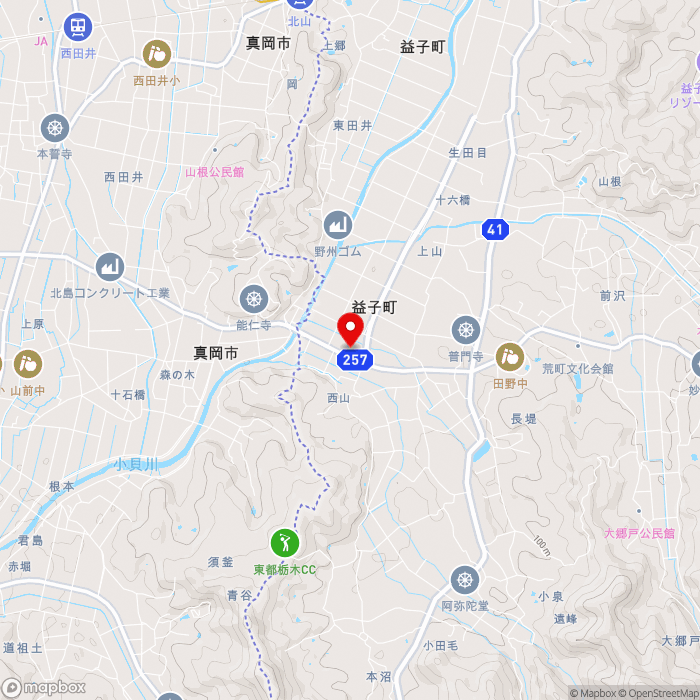 道の駅ましこの地図（zoom13）栃木県芳賀郡益子町長堤2271