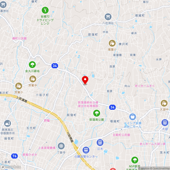 道の駅赤城の恵の地図（zoom13）群馬県前橋市荻窪町437-11