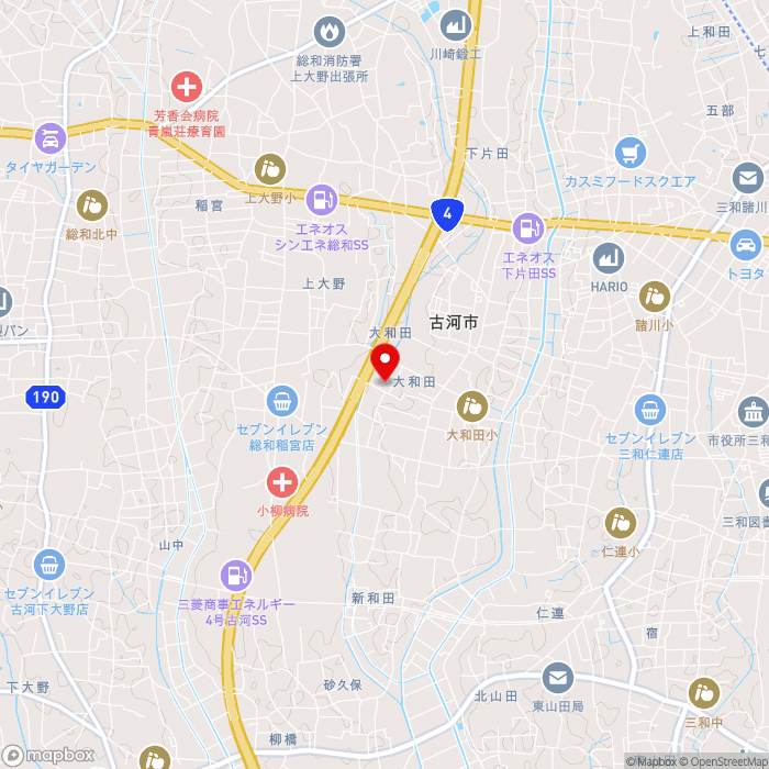道の駅まくらがの里　こがの地図（zoom13）茨城県古河市大和田2623番地