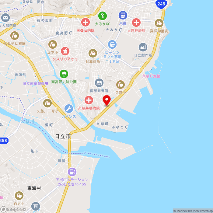 道の駅日立おさかなセンターの地図（zoom13）茨城県日立市みなと町5779番24