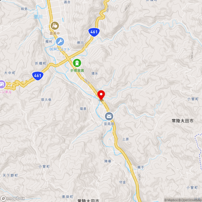 道の駅さとみの地図（zoom13）茨城県常陸太田市小菅町694-3