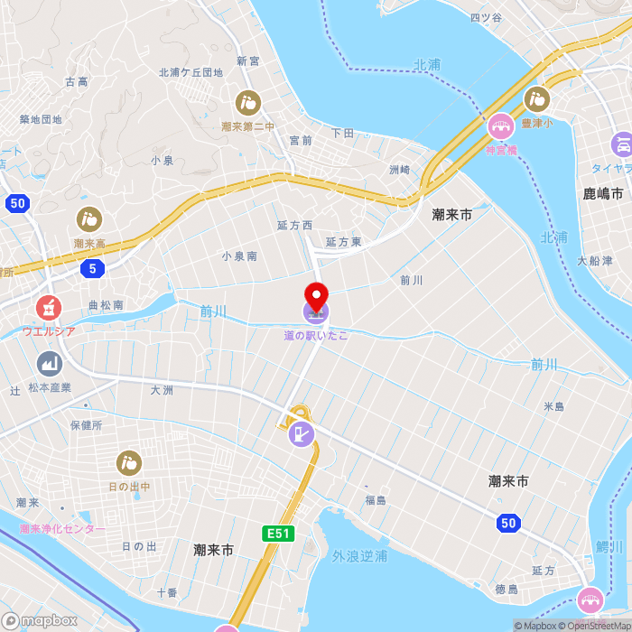 道の駅いたこの地図（zoom13）茨城県潮来市前川1326-1