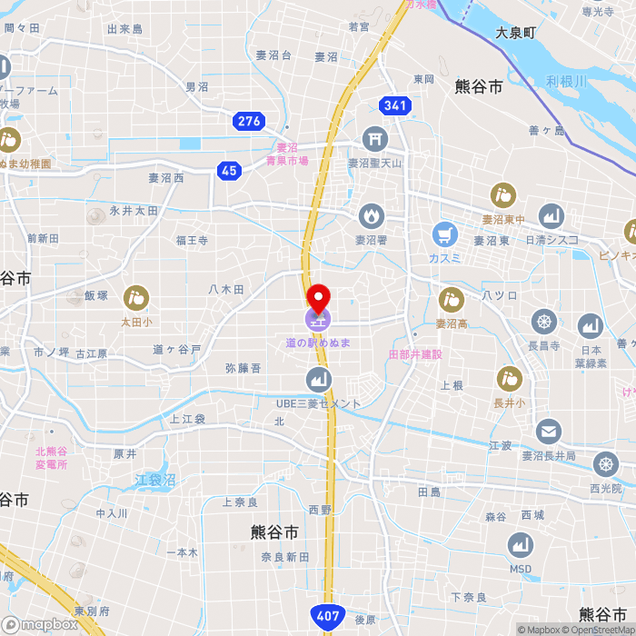道の駅めぬまの地図（zoom13）埼玉県熊谷市弥藤吾720