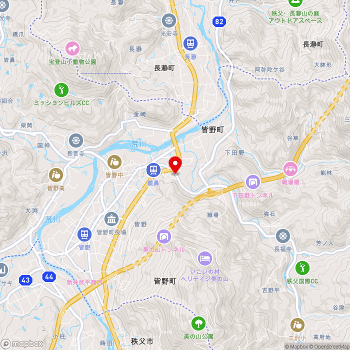 道の駅みなのの地図（zoom13）埼玉県秩父郡皆野町大字皆野3236番地35
