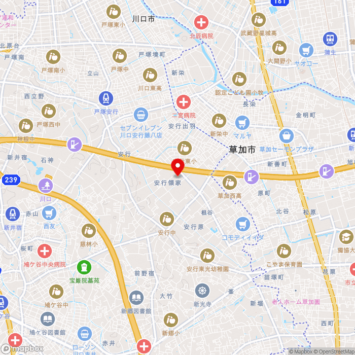 道の駅川口・あんぎょうの地図（zoom13）埼玉県川口市安行領家844-2