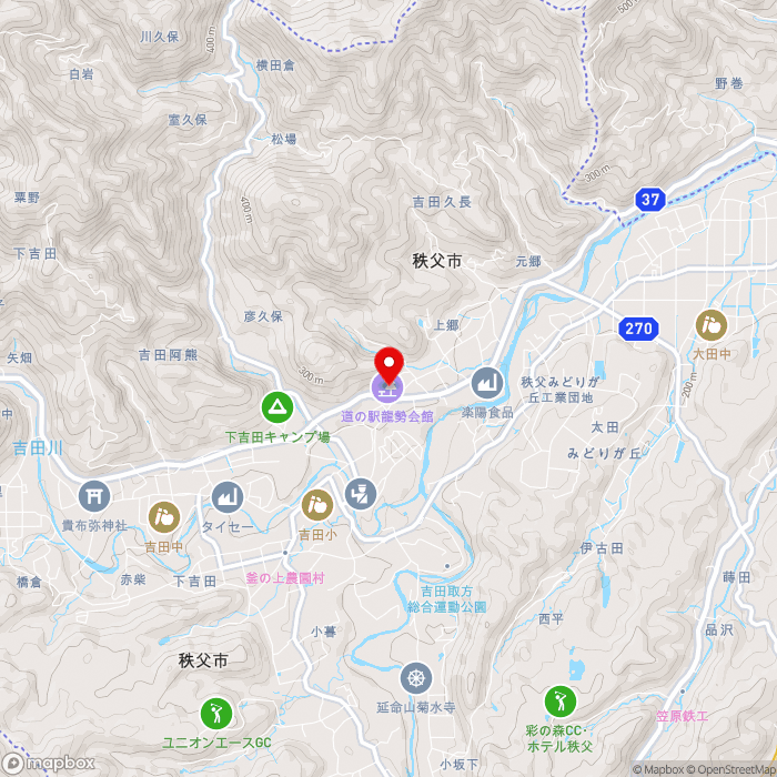 道の駅龍勢会館の地図（zoom13）埼玉県秩父市吉田久長32