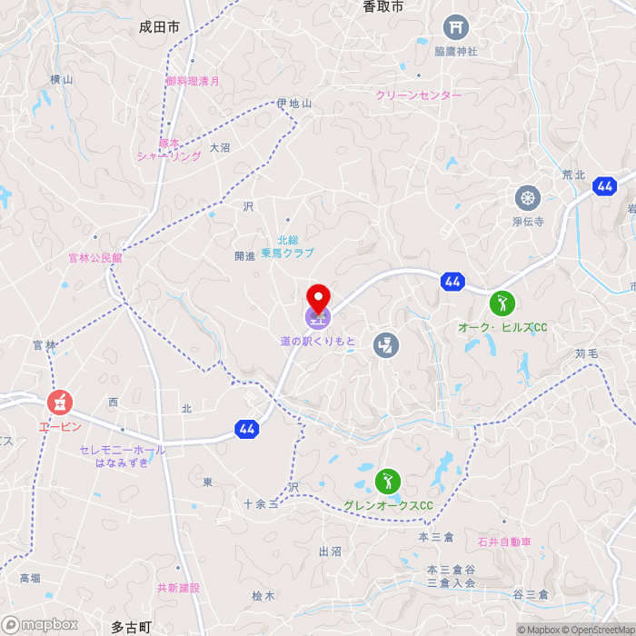 道の駅くりもとの地図（zoom13）千葉県香取市沢1372-1