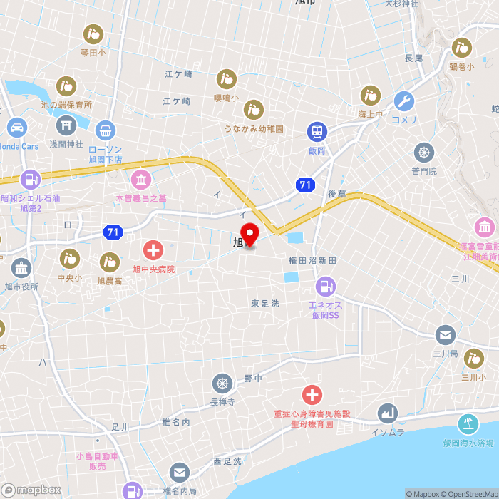 道の駅季楽里あさひの地図（zoom13）千葉県旭市イの5238