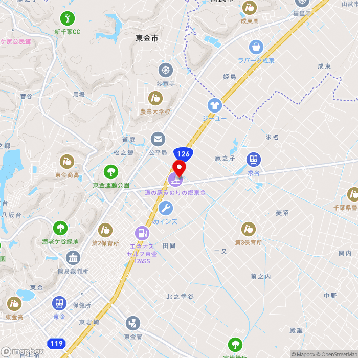 道の駅みのりの郷東金の地図（zoom13）千葉県東金市田間1300-3