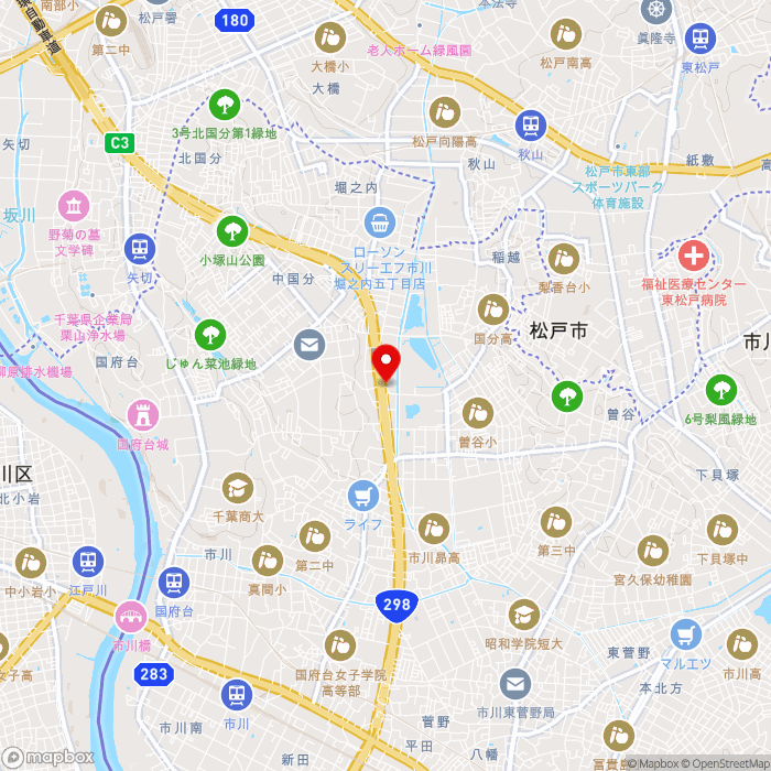 道の駅いちかわの地図（zoom13）千葉県市川市国分6-10-1