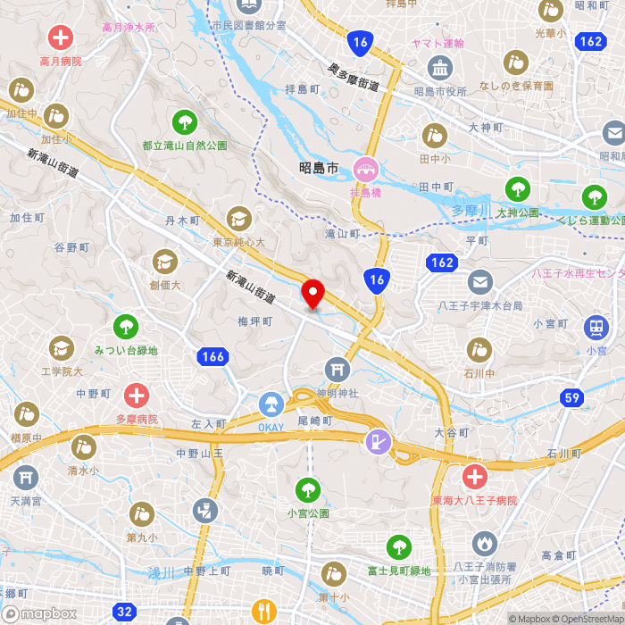 道の駅八王子滝山の地図（zoom13）東京都八王子市滝山町1丁目592-2
