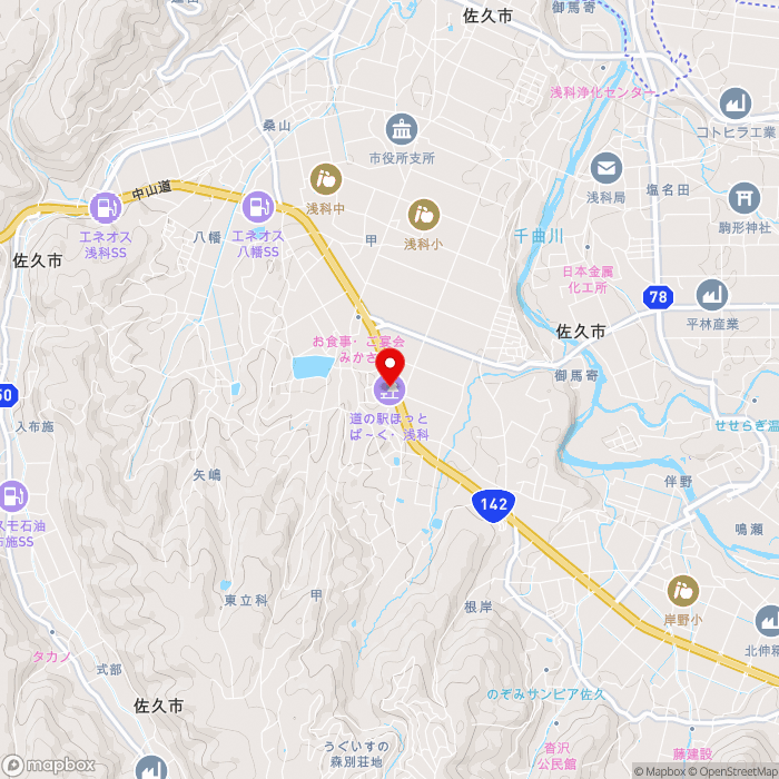 道の駅ほっとぱ～く・浅科の地図（zoom13）長野県佐久市甲2177-1
