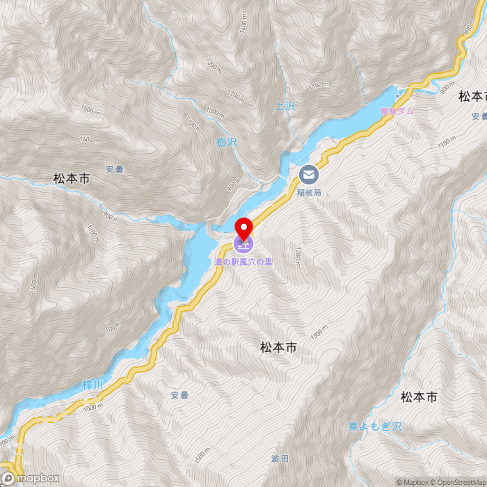 道の駅風穴の里の地図（zoom13）長野県松本市安曇3528-1
