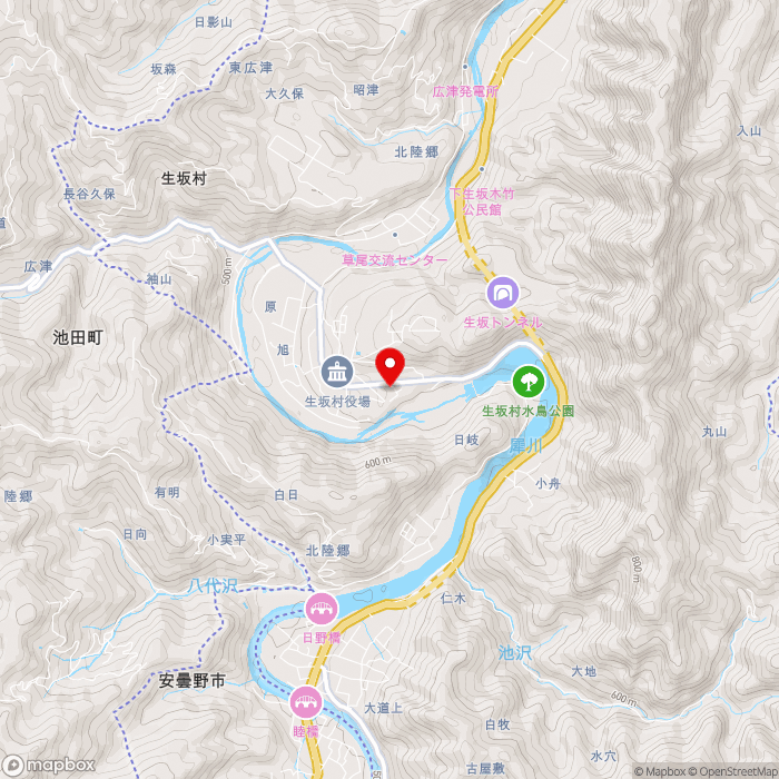 道の駅いくさかの郷の地図（zoom13）長野県東筑摩郡生坂村5204番地1