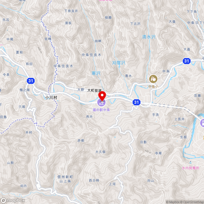 道の駅中条の地図（zoom13）長野県長野市中条住良木字向川原1704