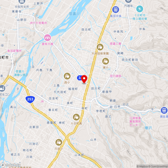 道の駅クロス１０十日町の地図（zoom13）新潟県十日町市本町6