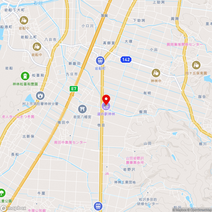 道の駅神林の地図（zoom13）新潟県村上市岩船駅前56