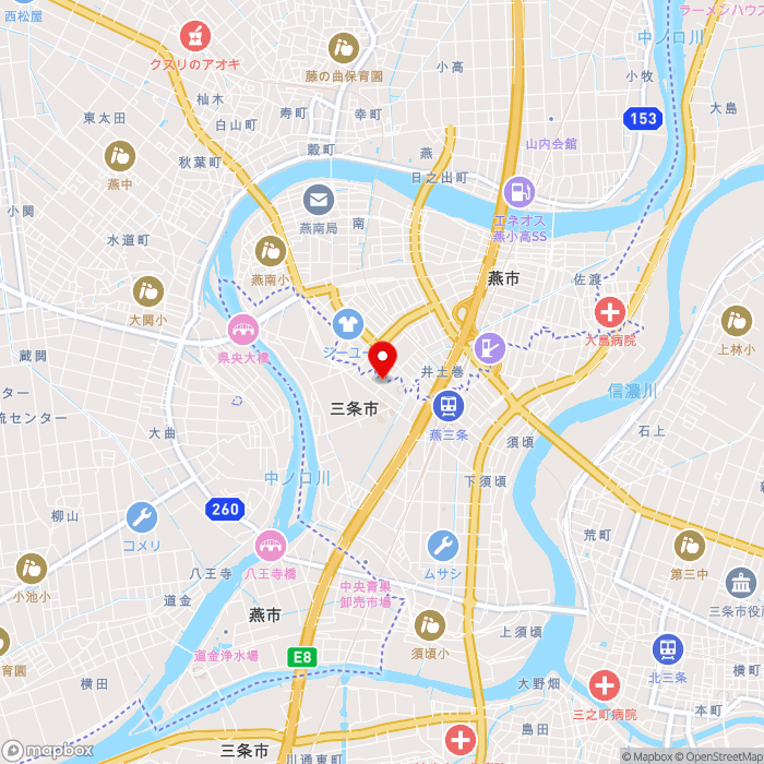 道の駅燕三条地場産センターの地図（zoom13）新潟県三条市須頃1-17