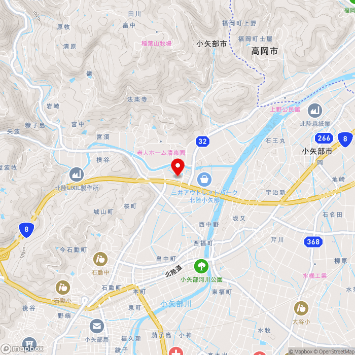 道の駅メルヘンおやべの地図（zoom13）富山県小矢部市桜町1535-1