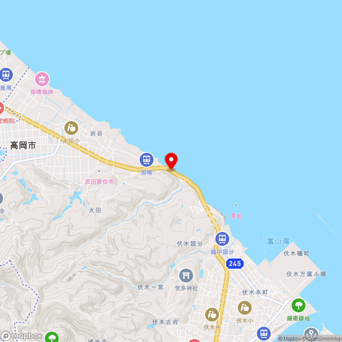 道の駅雨晴の地図（zoom13）富山県高岡市太田24-74