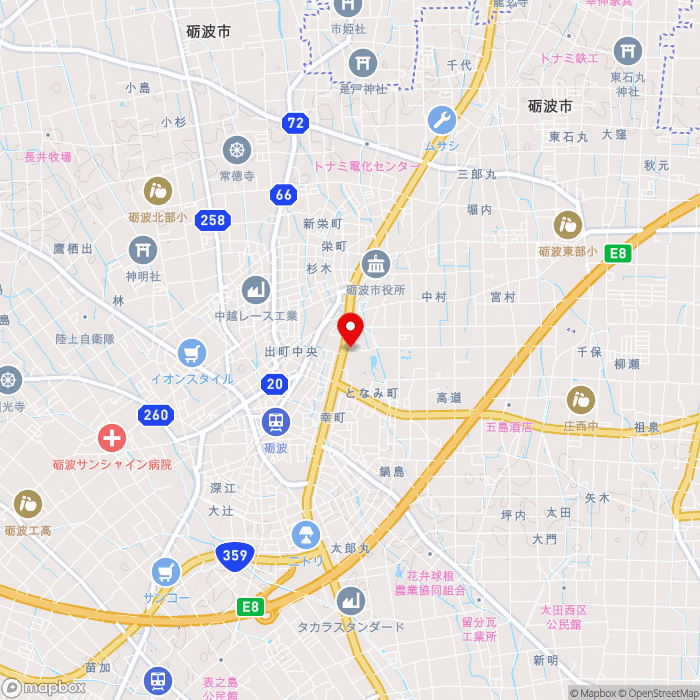 道の駅砺波の地図（zoom13）富山県砺波市宮沢町3-9