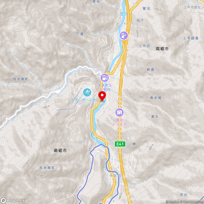 道の駅上平の地図（zoom13）富山県南砺市西赤尾町72-1