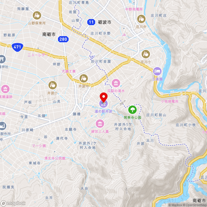 道の駅井波の地図（zoom13）富山県南砺市北川730