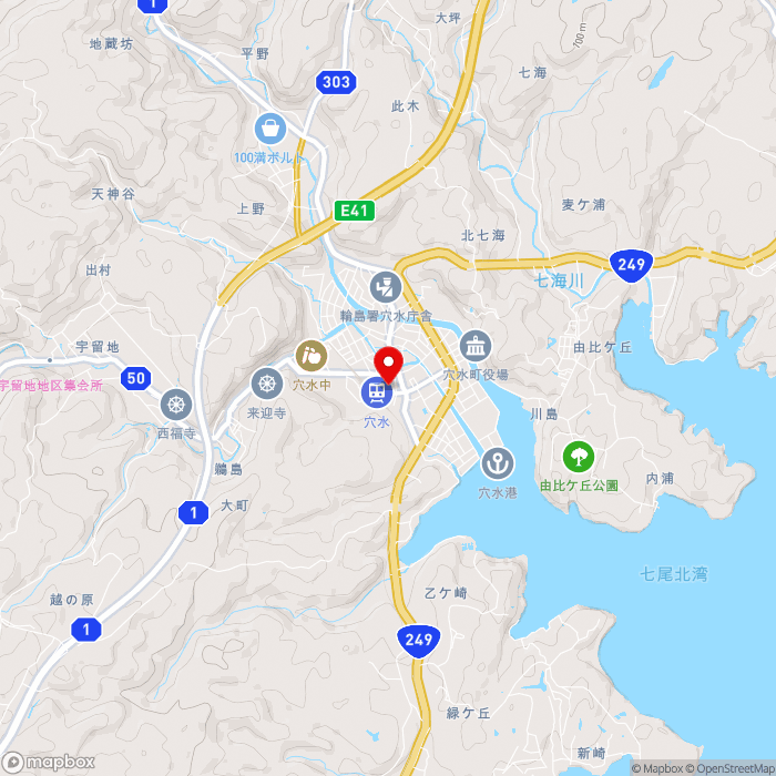 道の駅あなみずの地図（zoom13）石川県鳳珠郡穴水町大町チ41-6