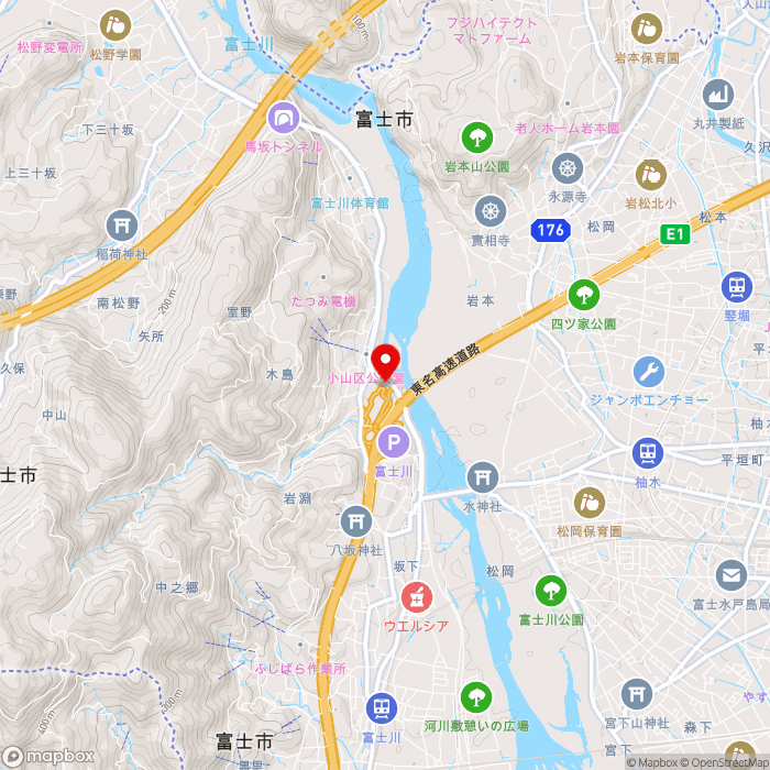 道の駅富士川楽座の地図（zoom13）静岡県富士市岩渕1488-1