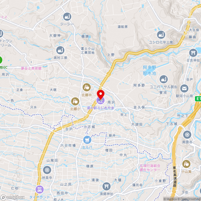 道の駅ふじおやまの地図（zoom13）静岡県駿東郡小山町用沢72-2