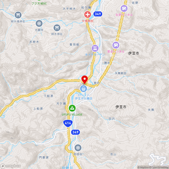 道の駅伊豆月ケ瀬の地図（zoom13）静岡県伊豆市月ヶ瀬78-2