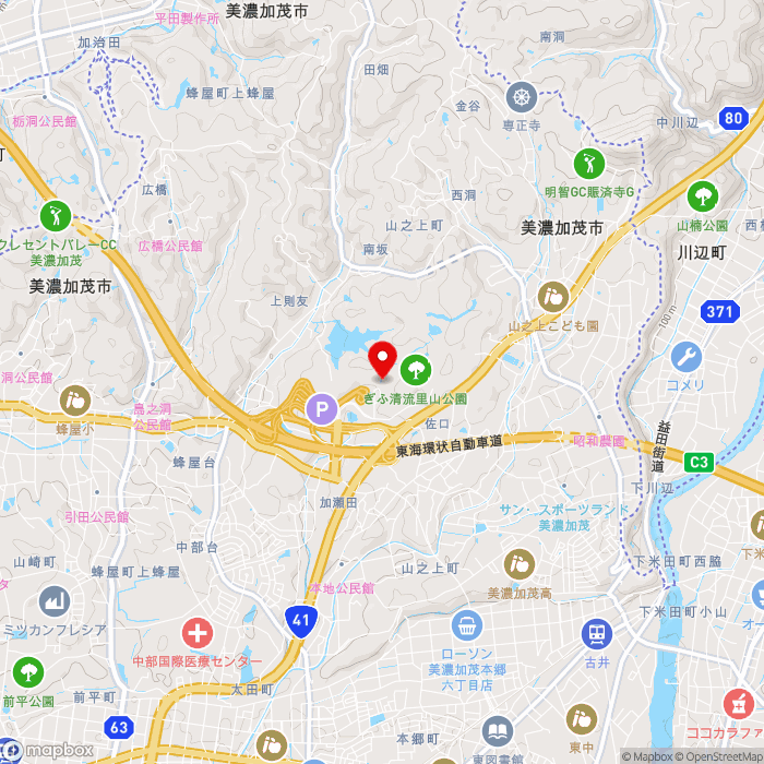 道の駅みのかもの地図（zoom13）岐阜県美濃加茂市山之上町2292-1