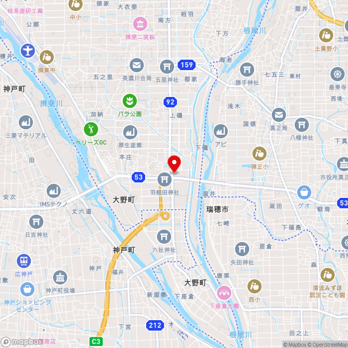 道の駅パレットピアおおのの地図（zoom13）岐阜県揖斐郡大野町下磯313-2