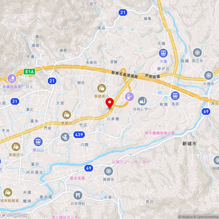 道の駅もっくる新城の地図（zoom13）愛知県新城市八束穂字五反田329-7